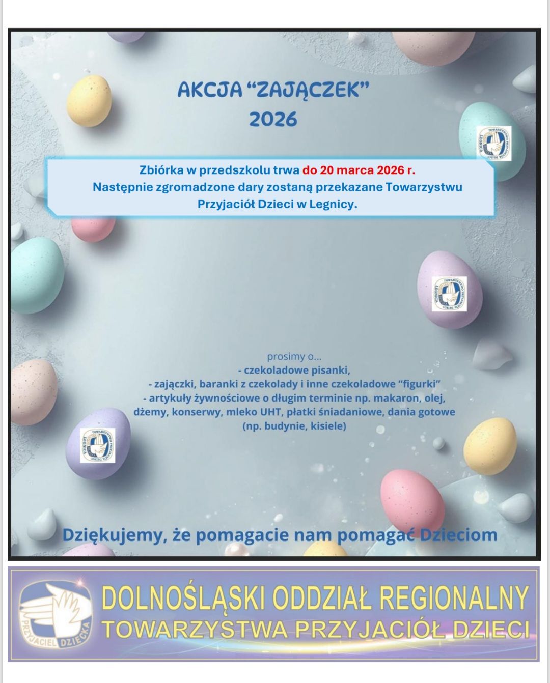 Zapraszamy do udziału w akcji" Zajączek"