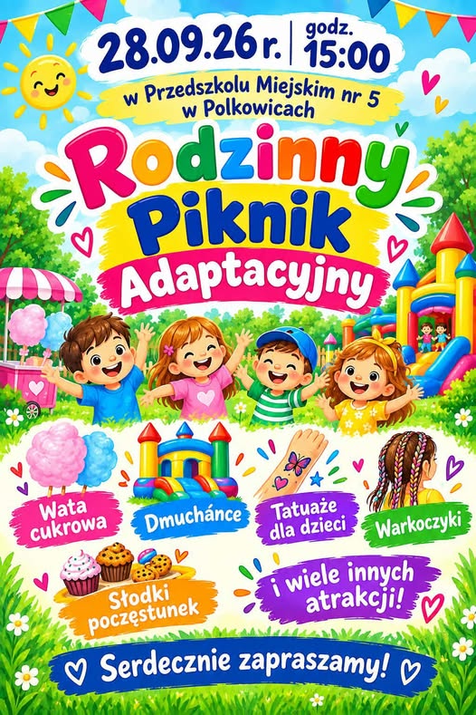 🎈Serdecznie zapraszamy Rodzic&oacute;w i Dzieci na Rodzinny Piknik Adaptacyjny 🎈