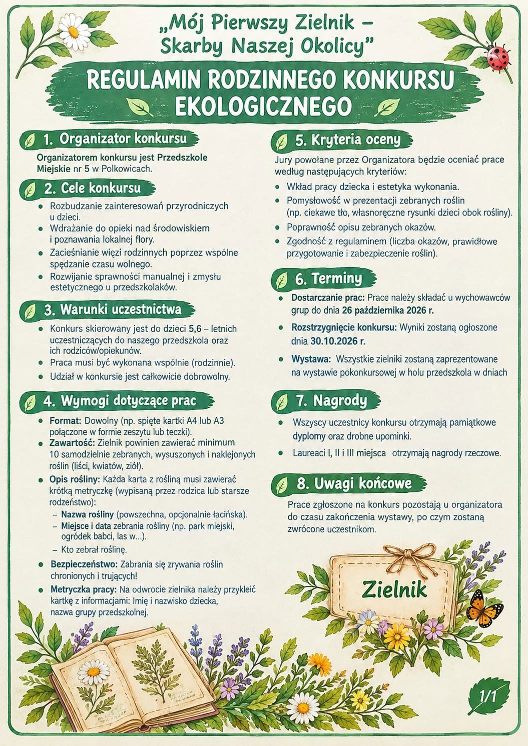 Zapraszamy do udziału w konkursie M&oacute;j Pierwszy Zielnik