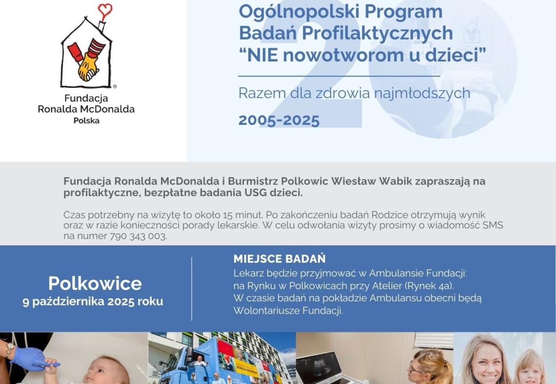Zaproszenie do udziału dzieci w akcji profilaktycznej "Nie nowotworom u dzieci"